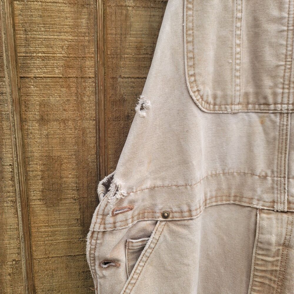 Carhartt Bib Overalls Light Tan/Cream Mens Size 38 X 34 - Picture 3 of 13